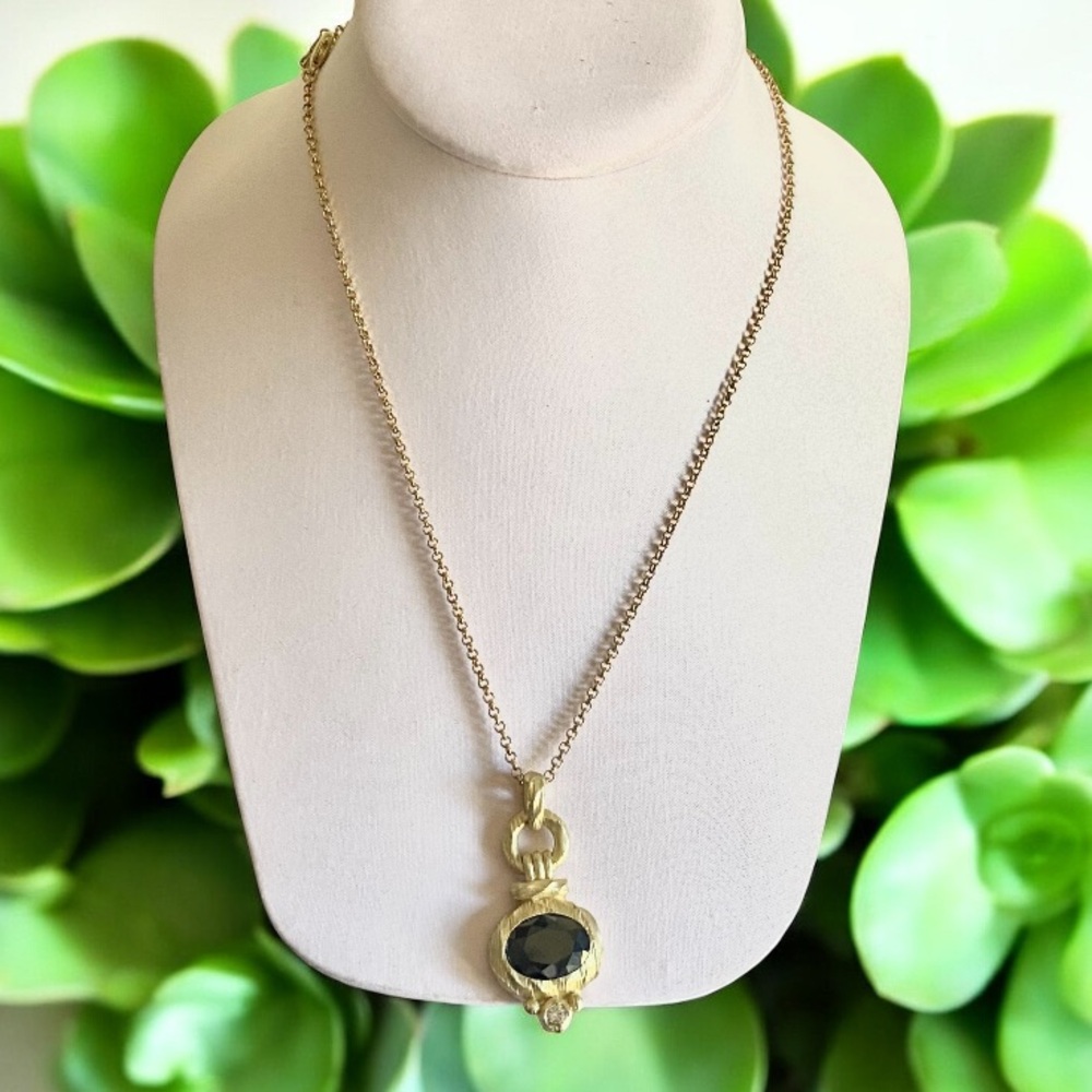 5/$25 Gold and black vintage look pendant necklace with scroll work